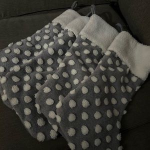 4 Matching Gray Polka-Dot Christmas Stockings